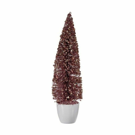 Sapin de noël grand 10 x 38 x 10 cm rose doré plastique