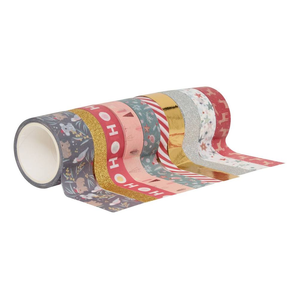 Lot de 10 rubans adhésifs de noël 15 mm x 4 m