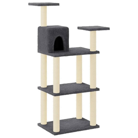 Arbre à chat meuble tour grimper jouet grattage grattoir escalade plateforme avec griffoirs en sisal foncé 118,5 cm gris 02_0