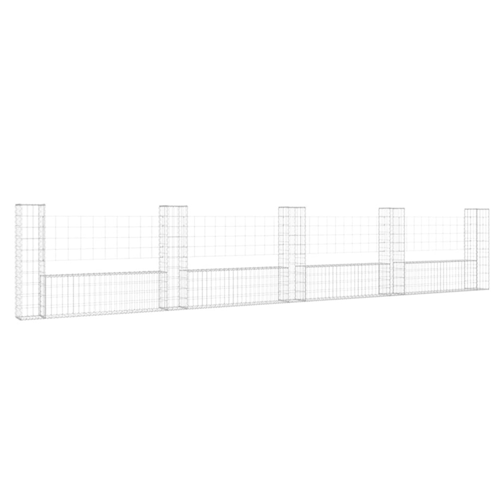 Panier de gabion en forme de u avec 5 poteaux fer 500x20x100 cm