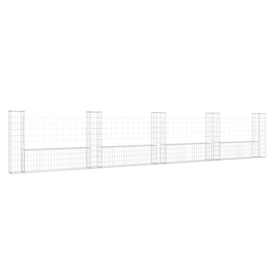 Panier de gabion en forme de u avec 5 poteaux fer 500x20x100 cm