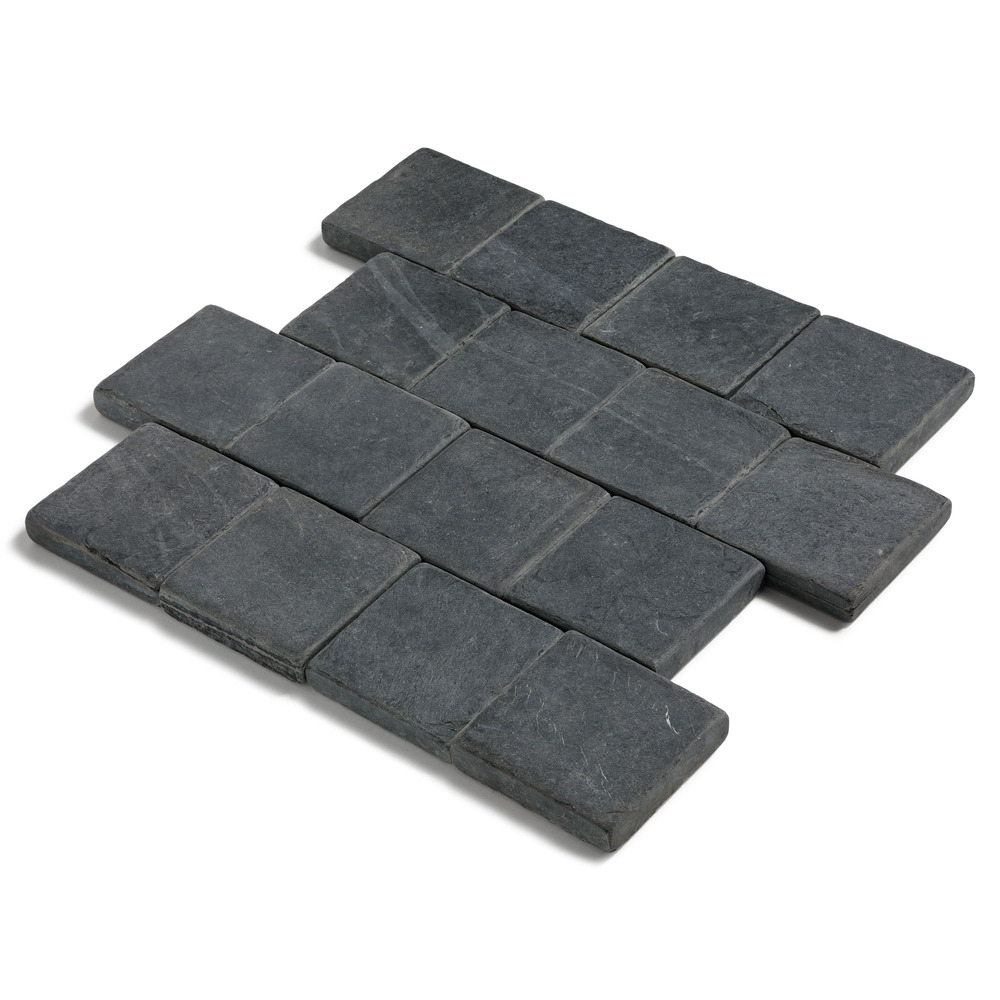 Pavé pierre naturelle ardoise gris noir 15x15 cm ep.3 cm (au m²)
