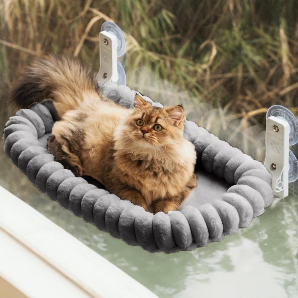 Hamac chat fenêtre 52*30cm peluche-peut supporter des animaux pesant 20 kg-gris