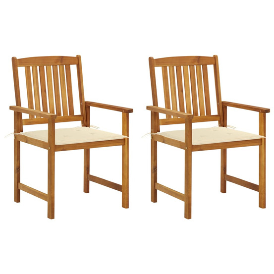 Chaises de jardin avec coussins lot de 2 bois d'acacia massif