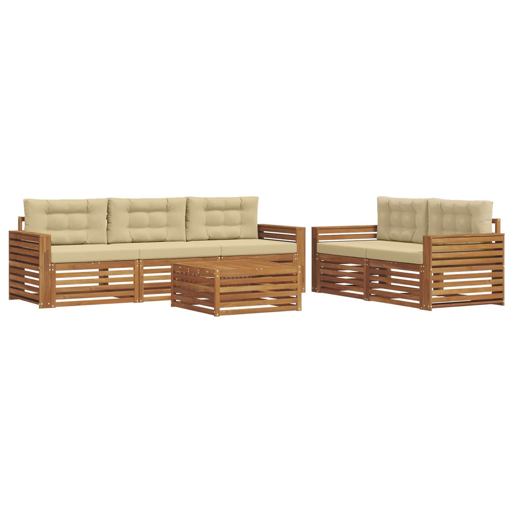 Ensemble de canapés d'extérieur 6 pcs naturel et beige