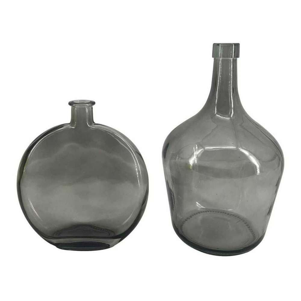 Vase bonbonne en verre augustine (lot de 2) gris