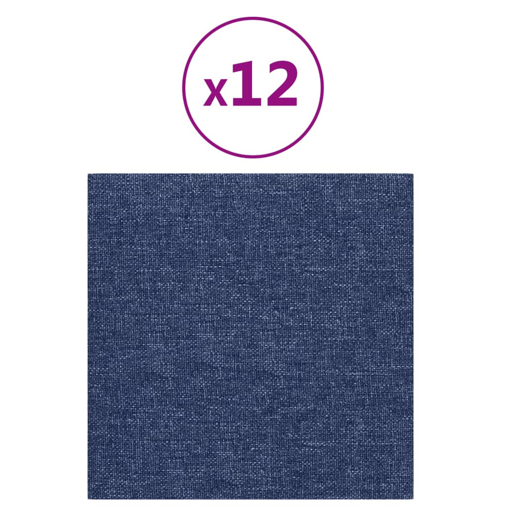 Panneaux muraux 12 pcs bleu 30x30 cm tissu 1,08 m²