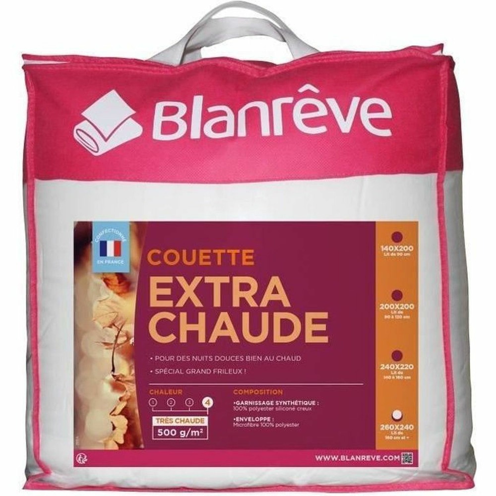 Couette blanche extra chaude en microfibre 240 x 260 cm