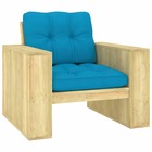 Chaise de jardin avec coussins bleu bois de pin imprégné