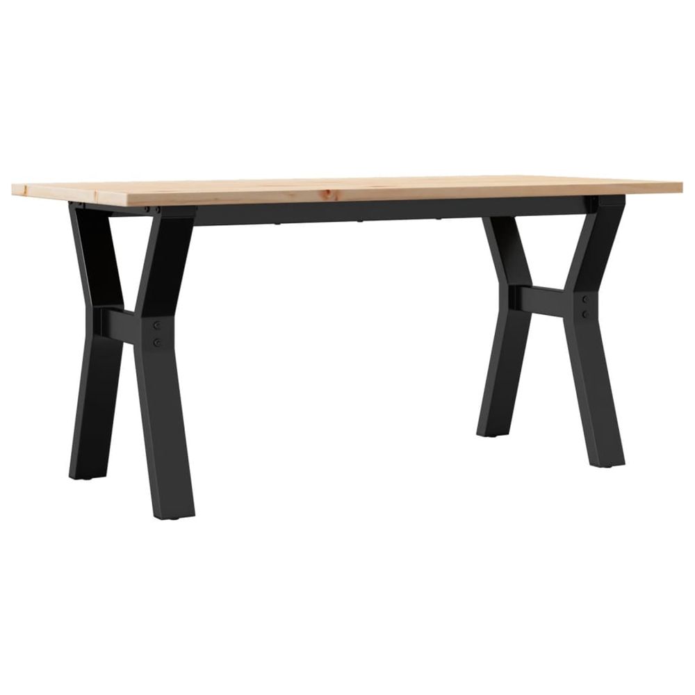 Table basse cadre en y 100x50x45 cm bois de pin massif et acier