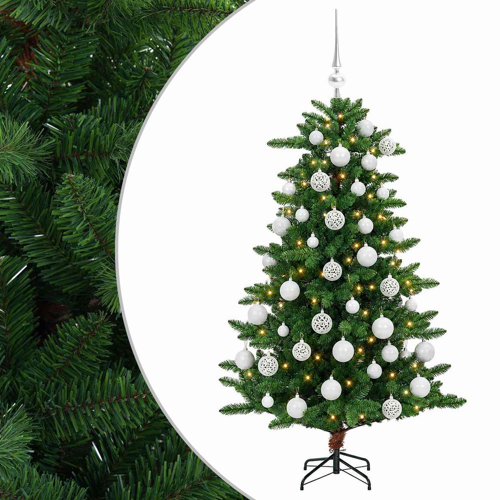 Arbre de noël artificiel avec boule 120 cm 150 led blanc chaud