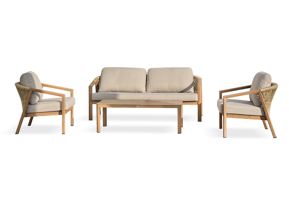 Salon de jardin goya aluminium imitation bois