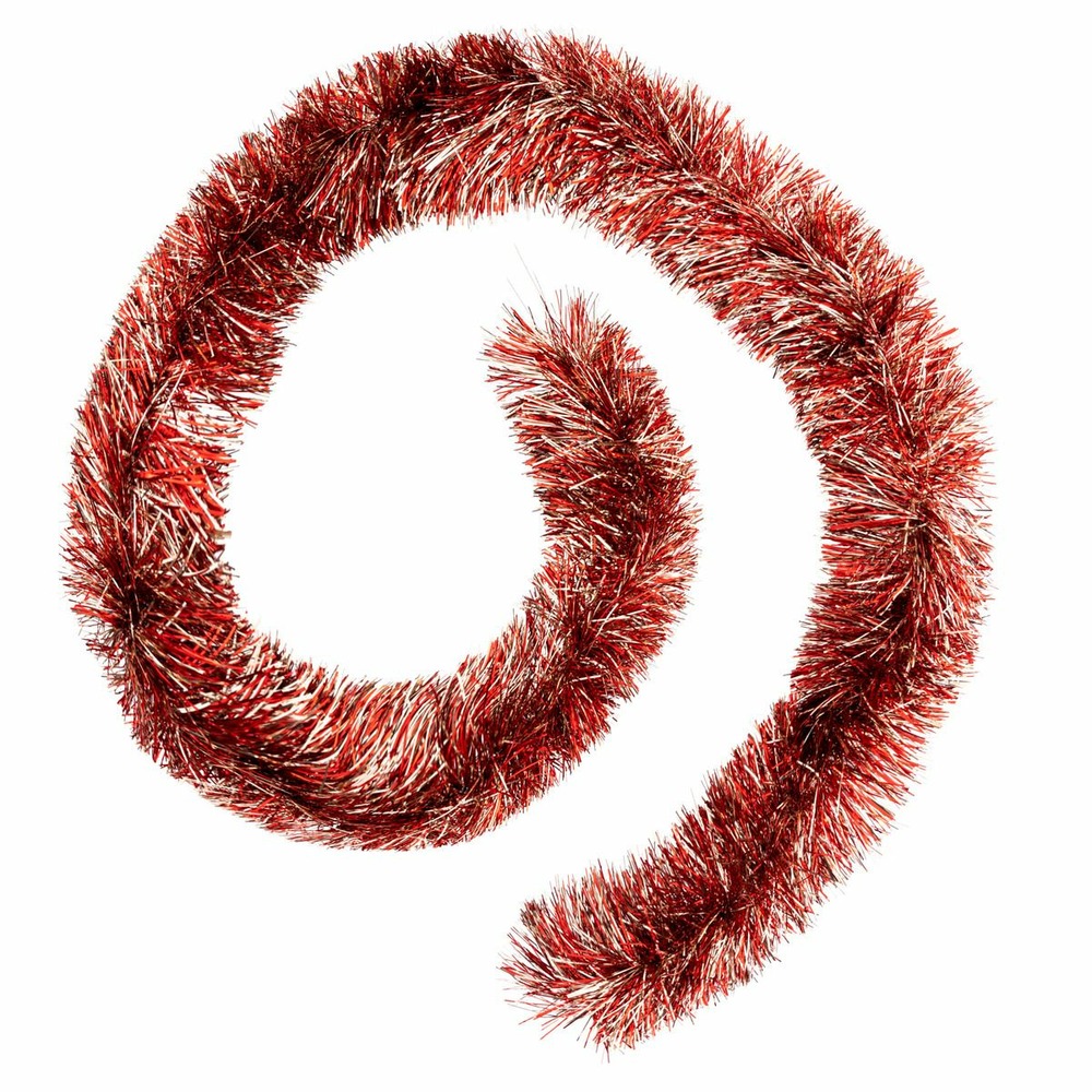 Guirlande de noël boa large 15 cm rouge et champagne longueur 2 mètres