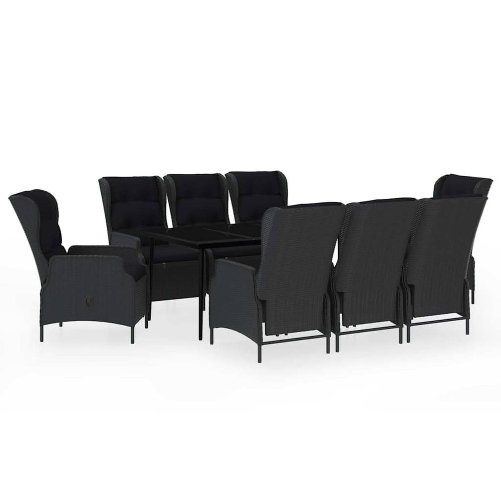 Ensemble à manger de jardin 9 pcs gris foncé