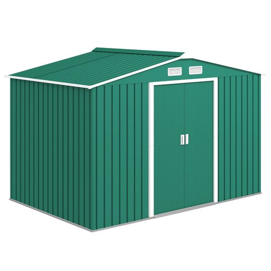 Cabanon de jardin acier laqué extérieur rangement outils 277x195cm vert - comfortxl outdoor living