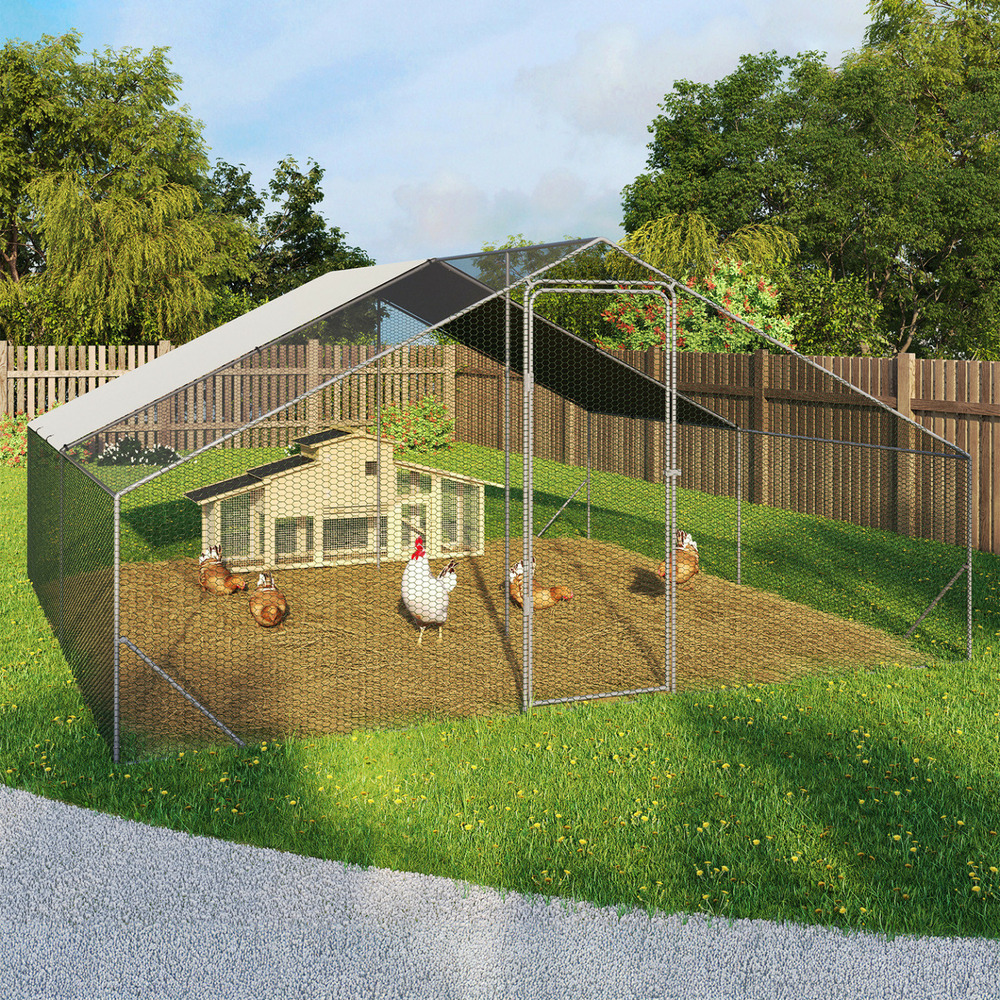 Enclos poulailler 16 m² parc grillagé 4x4 m acier galvanisé