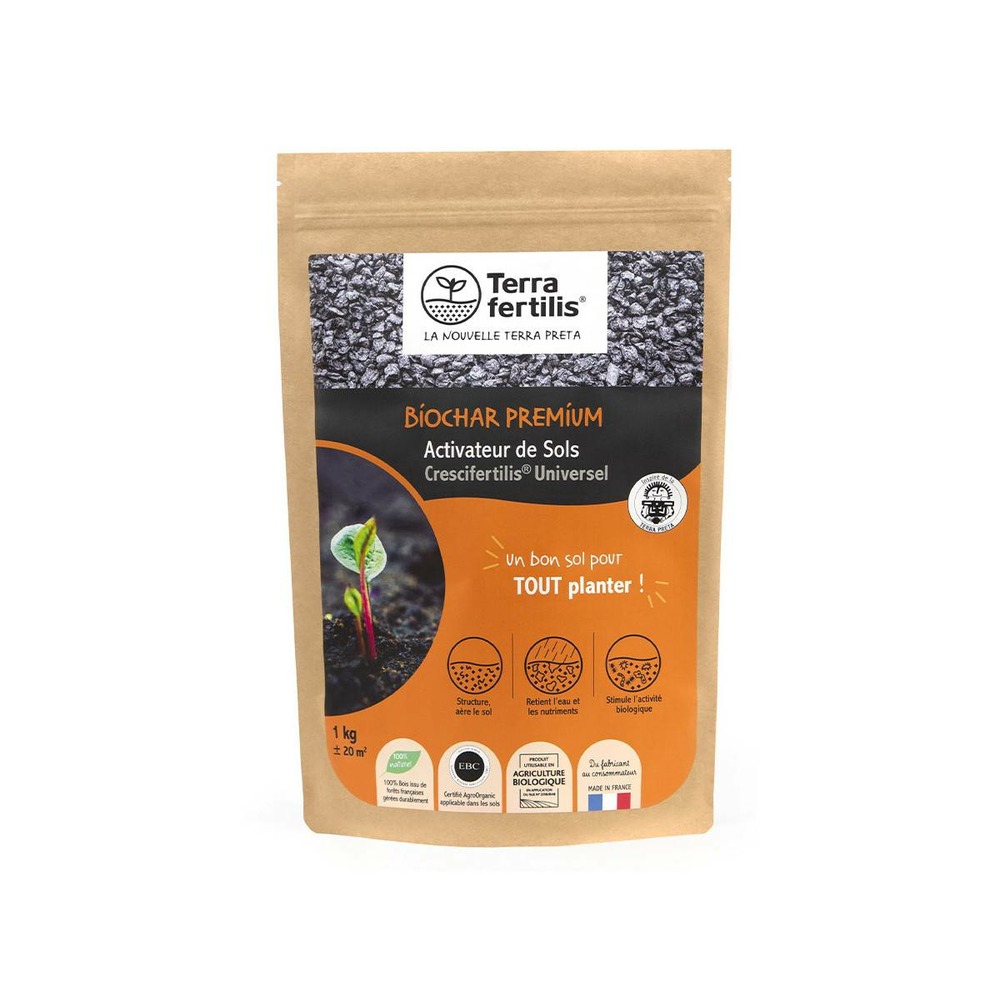 Fertilisant universel biochar terra fertilis - 500 g, 1 kg, 2,5 kgs ou 5 kgs : d