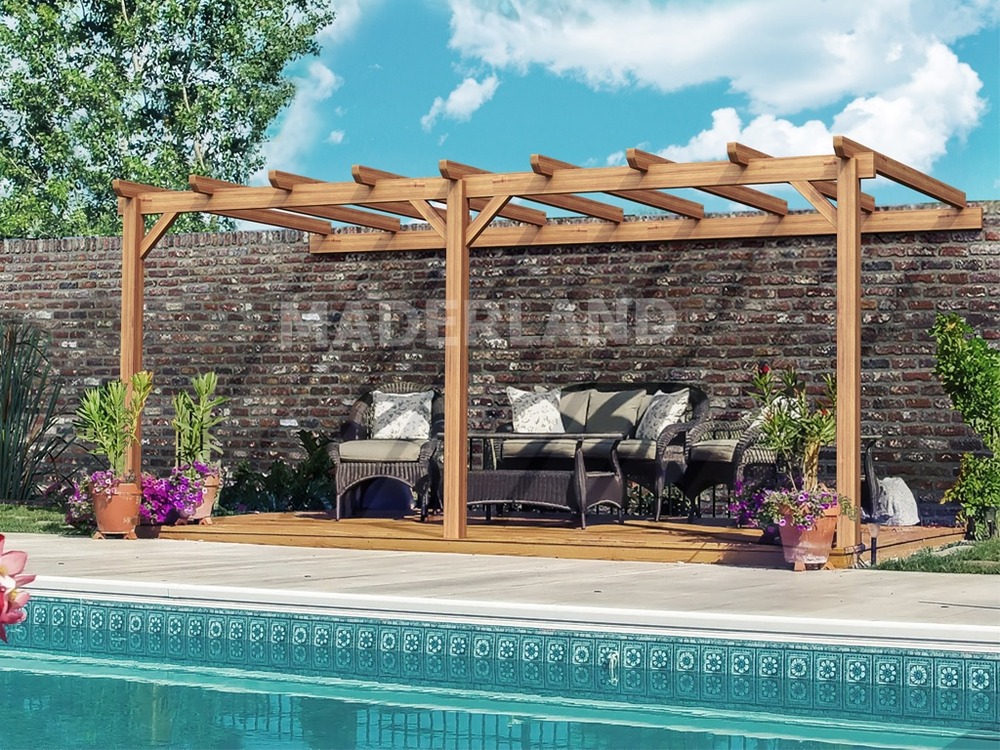 Pergola en bois adossée - modèle palma - 500 x 300 cm