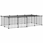 Cage animaux de compagnie à 20 panneaux et porte noir 35x35 cm