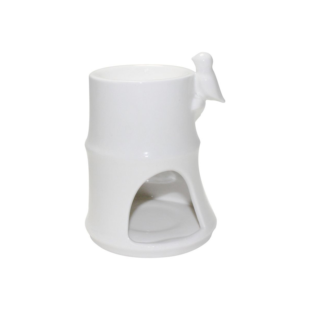 Brûle Parfum en Céramique Représentant un Bambou et un Oiseau