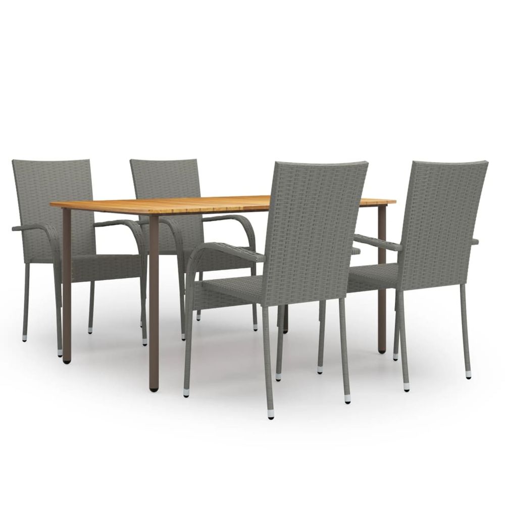 Ensemble à manger de jardin 5 pcs résine tressée gris