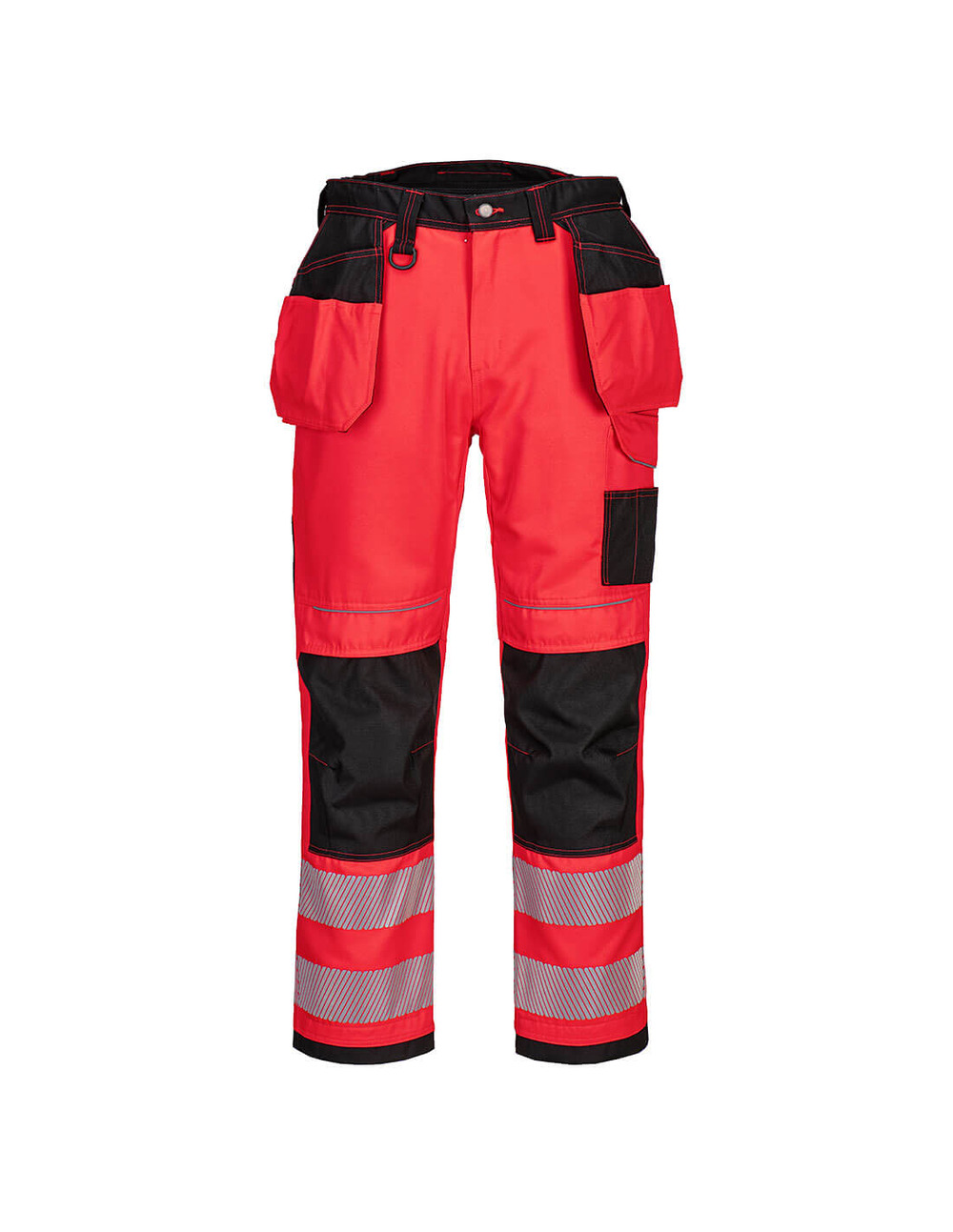 Pantalon hv pw3 poches flottantes - 30 - rouge/noir - portwest