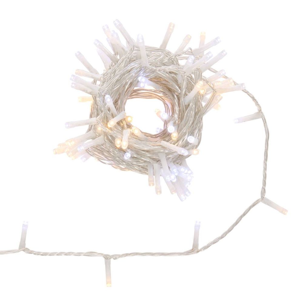 Guirlande lumineuse d'extérieur 10 m 133 led blanc chaud et blanc froid fil transparent 13 fonctions avec minuteur sur secteur