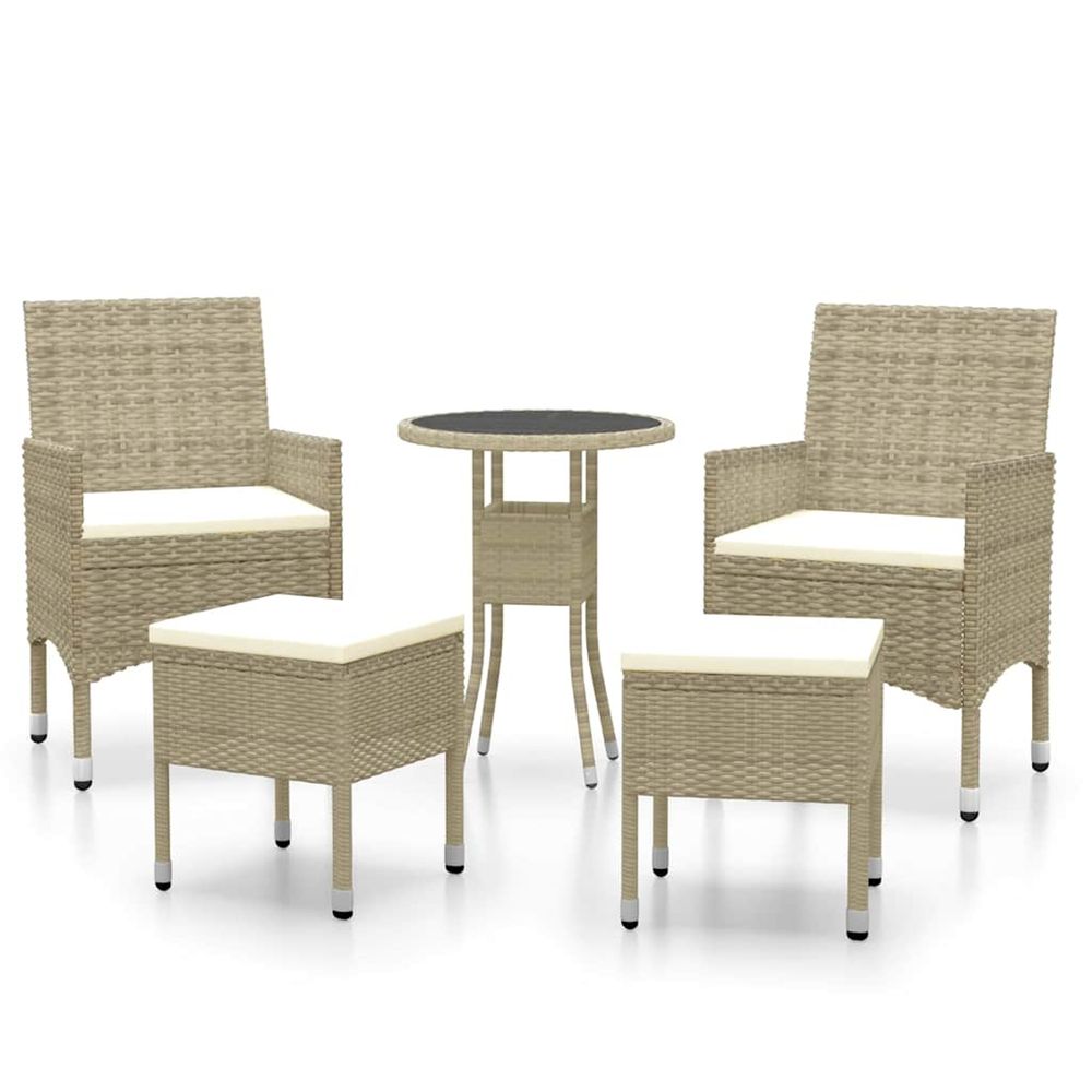 Salon de jardin 5 pcs résine tressée beige