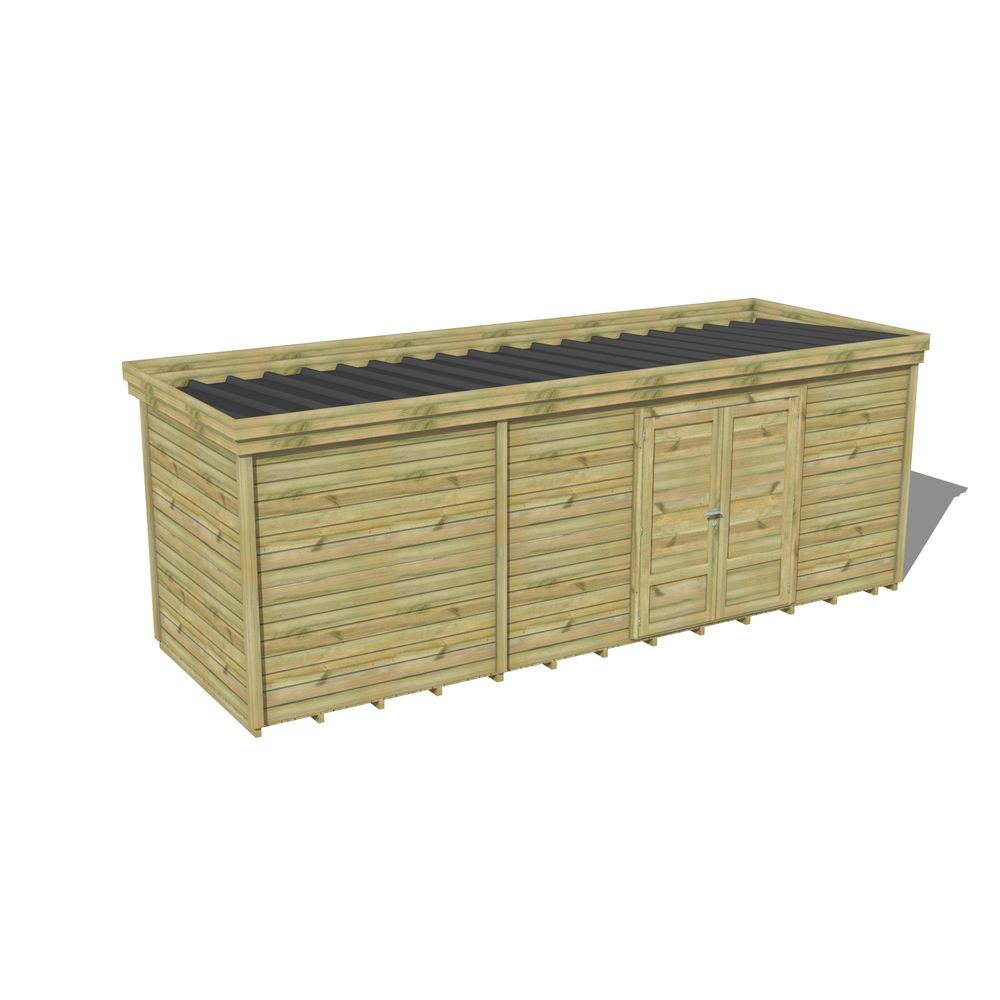 Abri de jardin bois pin traité autoclave 27mm - 6,395x2,14m / 14m2 - bac acier - plancher bois