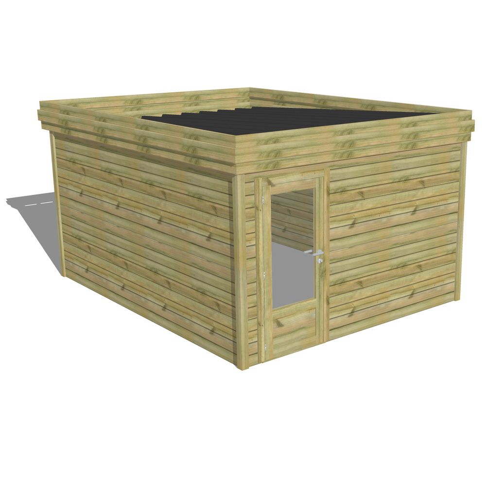 Abri de jardin bois pin traité autoclave 27mm - 3,44x4,34m / 15m2 - bac acier - abri français