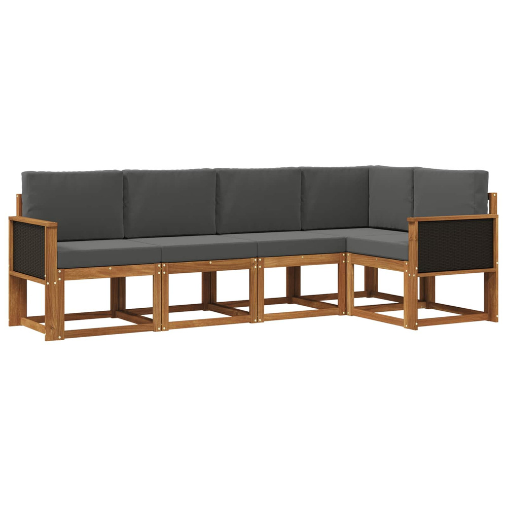 Ensemble de canapés d'extérieur 5 pcs naturel et anthracite
