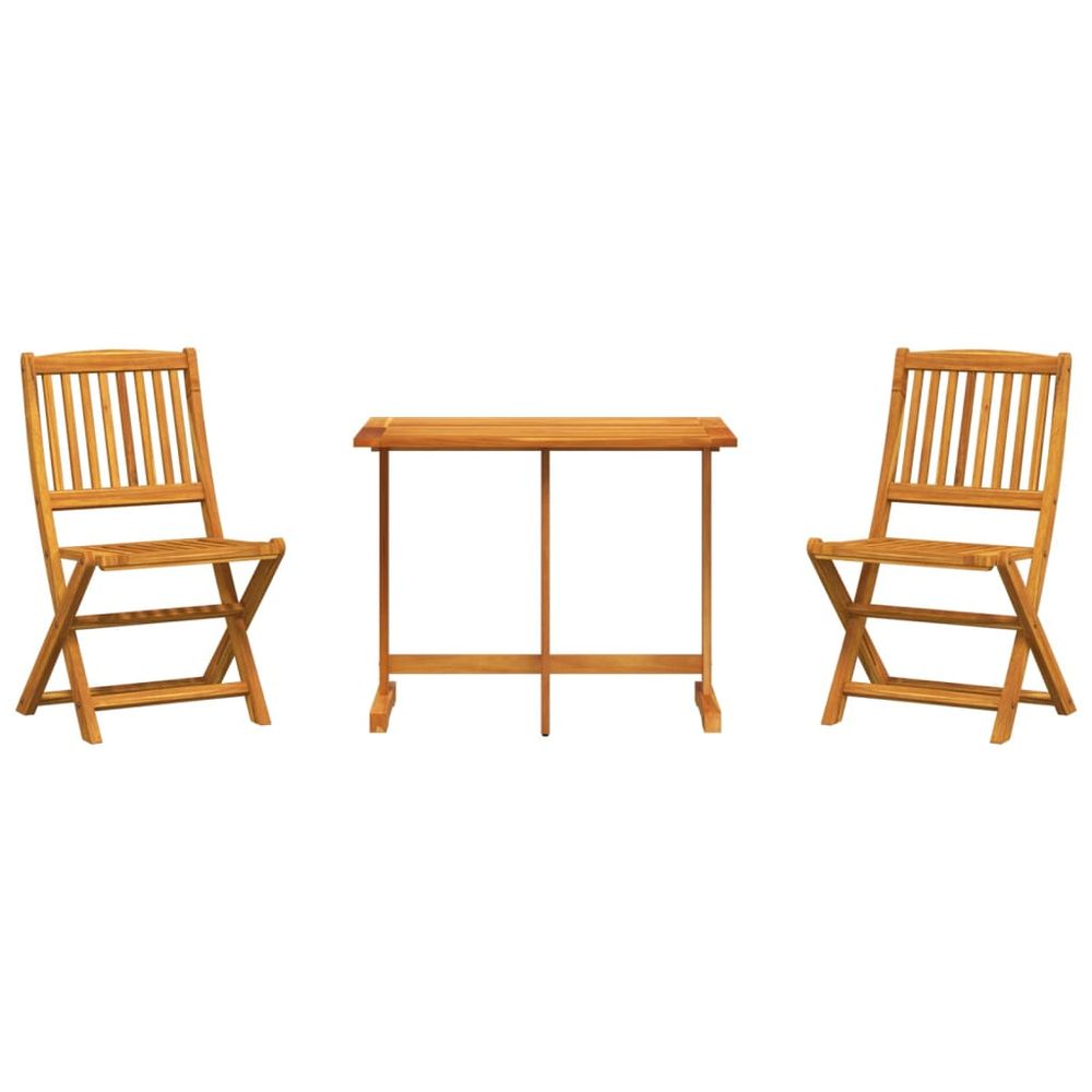 Ensemble à manger de jardin pliable 3 pcs bois d'acacia massif