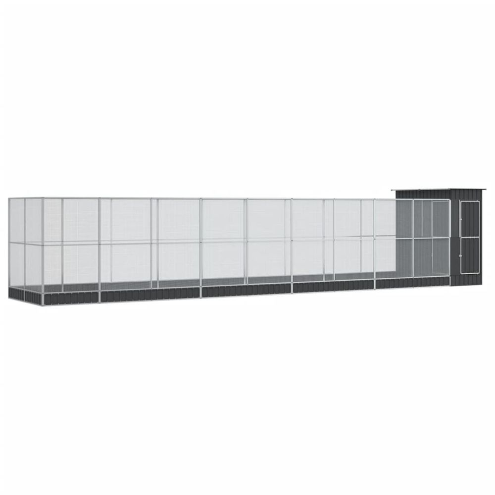 Volière avec extension argenté 1037x203x216 cm acier