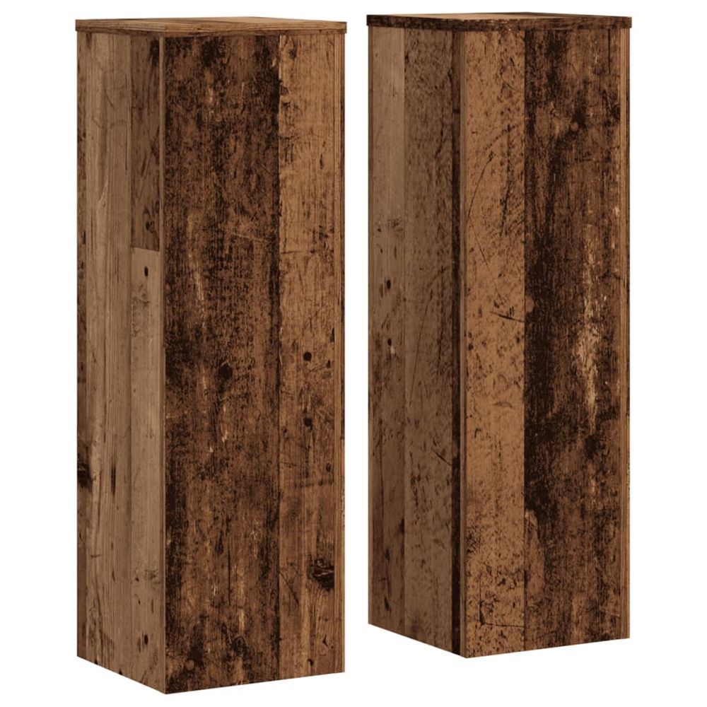 Support de plante 2 pièces bois ancien 25 x 25 x 80 cm