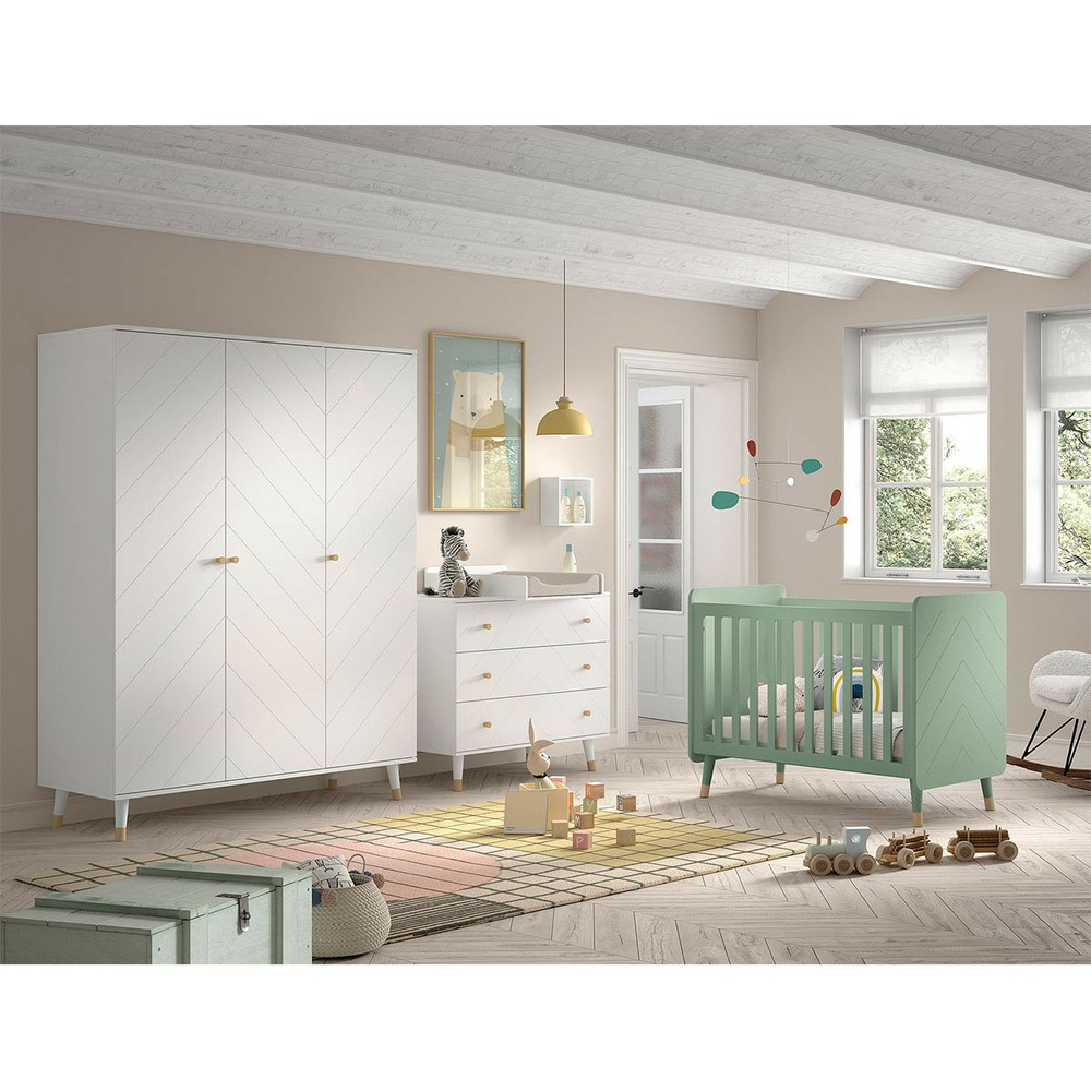 Pack - lit bébé, armoire & commode 