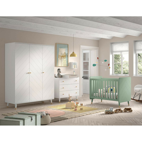 Pack - lit bébé, armoire & commode