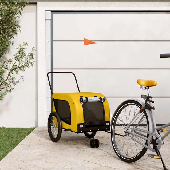 Remorque vélo pour chien en acier transport sécurisé pour animaux 45kg jaune
