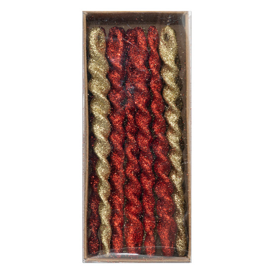 Déco de sapin lot de 12 glaçons rouge et or