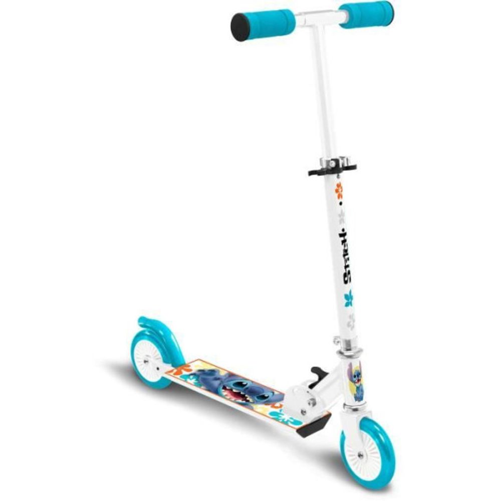 Trottinette pliable - disney - stitch - mécanisme de pliage sécurisé - frein arriere au pied - hauteur ajustable