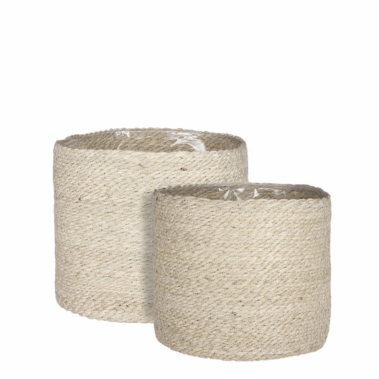 Mica decorations atlantic panier à plantes - lot de 2 - h26 x ø30 cm - crème