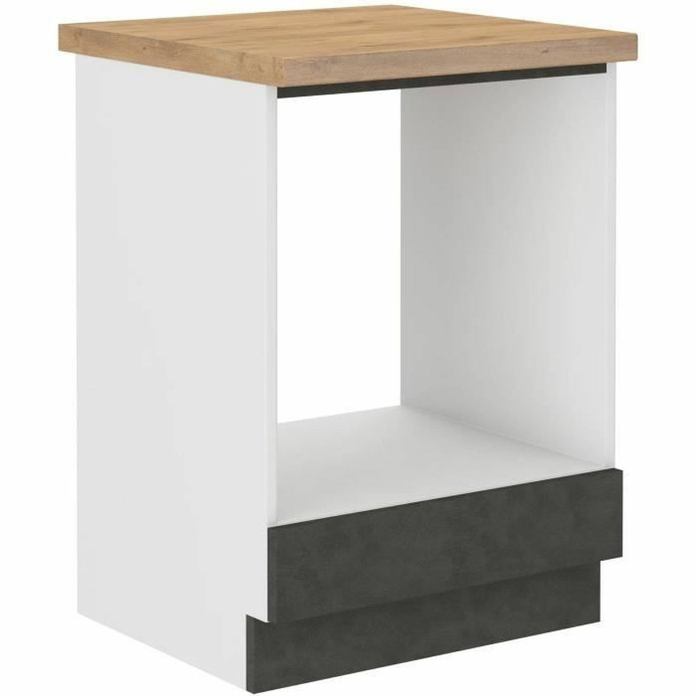Meuble bas pour four encastrable avec plan de travail - gris mat - 60 x 51,6 x 85 cm - lassen
