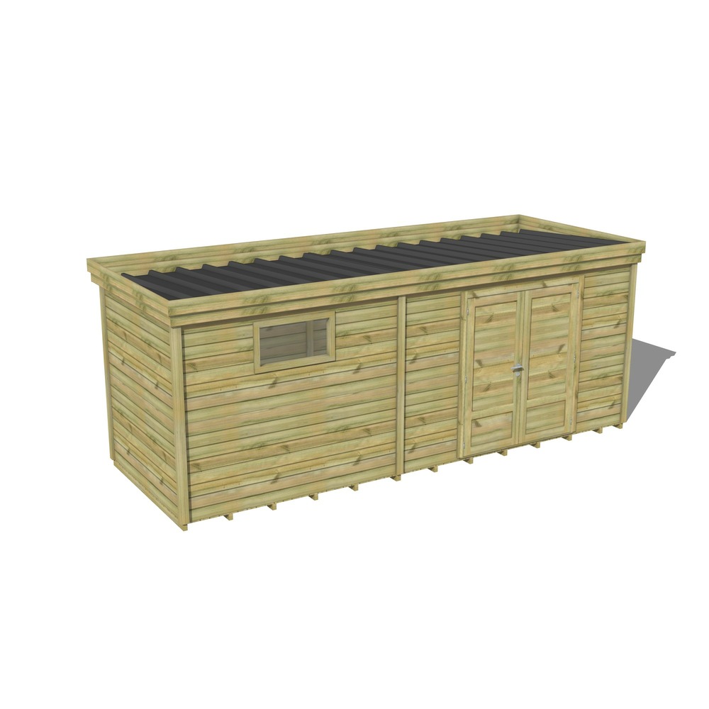 Abri de jardin bois pin traité autoclave 27mm - 6,49x2,14m / 14m2 - bac acier - plancher bois