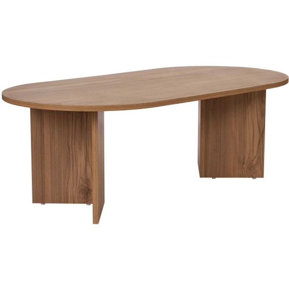 Table basse ovale en aggloméré sable chêne vielli