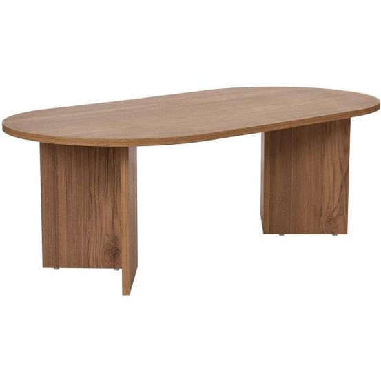 Table basse ovale en aggloméré sable chêne vielli