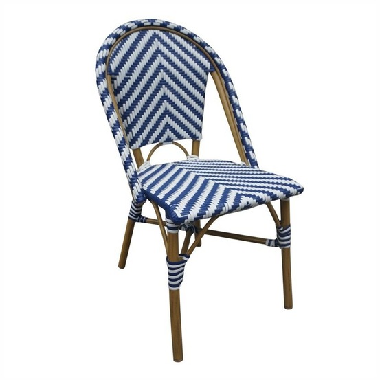Chaise style parisien en rotin bleue - lot de 2 - bolero