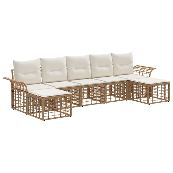 Ensemble de canapés d'extérieur 7 pc blanc naturel et crème