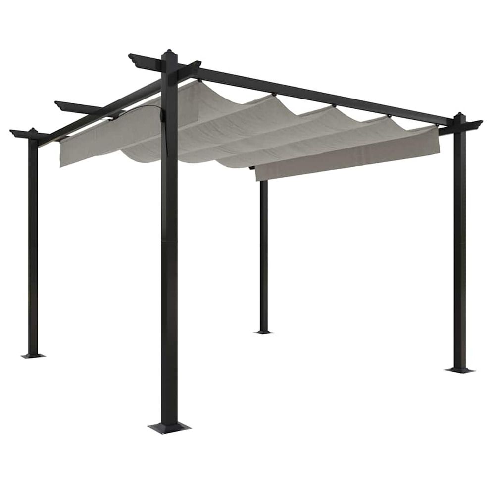 Tonnelle de jardin avec toit rétractable 3x3 m crème