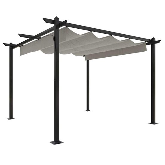 Tonnelle de jardin avec toit rétractable 3x3 m crème