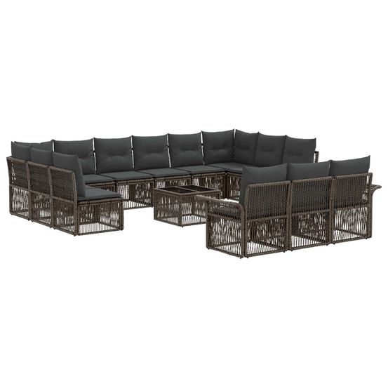 Ensemble de canapé de jardin 14 pc gris polyrotin