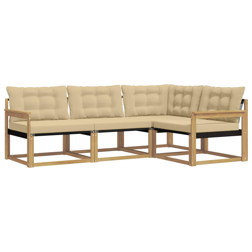 Ensemble de canapés d'extérieur 4 pcs blanc et beige